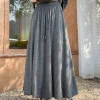 jupe longue décontractée pour femme, couleur unie, taille haute, ligne a élastique, style coréen, mode automne