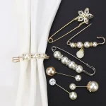 2/4 pièces perle broche broches pull châle Clips fausse perle strass collier épingle de sûreté pour femmes fille vêtements robe accessoires