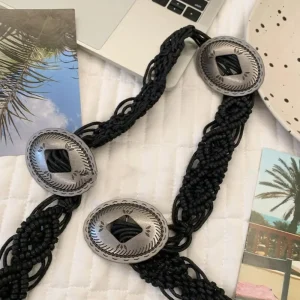 Ceinture élégante Style ethnique tissage ceinture creuse rétro Style bohème ceinture Style coréen taille corde gland taille chaîne plage