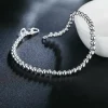 bracelet de perles plaqué argent 925 pour femmes, chaîne réglable à la mode, bijoux cadeau pour sa fête de noël nuptiale