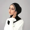 nouveau hijab instantané avec strass brillants pour femmes musulmanes, couverture complète, bonnet en jersey de coton solide, prêt à porter, casquette intérieure