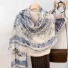 Écharpe florale respirante pour femmes, longue écharpe fine en polyester, grand châle léger à motifs d'oiseaux, foulard de protection solaire pour vacances