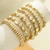 ensemble de bracelets de perles faits à la main pour femmes, couleur or, polyvalent, géométrique ccb, élastique, rétro, pour couples, bijoux de plage, cadeau, 6 pièces
