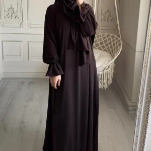 Eid Abaya avec écharpe Hijab intégrée, fermeture éclair sur le devant, Jilbab islamique, une pièce, robe pour femmes musulmanes, vêtements de prière, dubaï, Ramadan