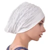 mode femmes à volants dentelle turban casquette élastique islamique femme couleur unie bandeau musulman foulard dame beanie casquettes