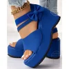 sandales femmes peep toe nœud papillon décor plate forme slingback wed fond souple talons compensés sandalias mujer chaussures à semelles compensées élégantes