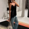 haut camisole en dentelle pour femmes, trafizaran, dos nu, ourlet asymétrique, fête, spectacle nocturne, style lingerie, été, 2025