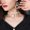 tour de cou en strass pour femme, accessoire de costume de brevdu ventre, bijoux de scène de spectacle, collier réglable, jovintage