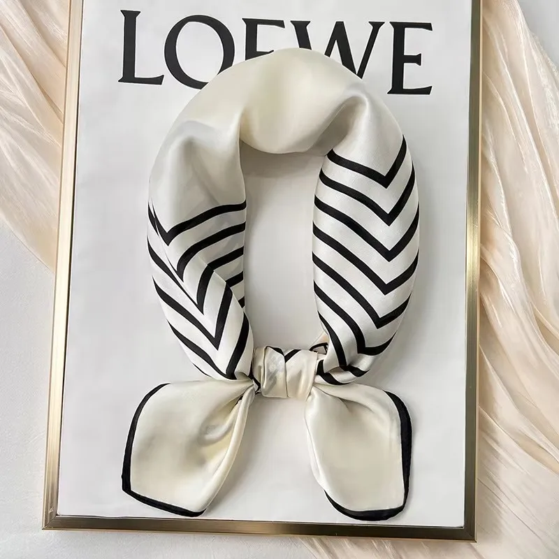 foulard carré de luxe en soie à pois pour femmes, hijab, bandes de cheveux, foulard en satin, châle, ruban, bandeau, enveloppes de mode, bandana