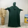 robe musulmane longue à capuche, décontractée, à la mode, manches chauve souris, ample, abaya, vêtements de prière pour femmes, streetwear élégant