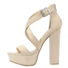 sandales d'été sexy pour femmes, bout ouvert de 14cm, talons hauts épais, sangle croisée épaisse, boucle, escarpins à plateforme, chaussures de soirée et de mariage, 2025