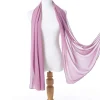 foulard hijab musulman en mousseline de soie pour femme, long, solide, document, tête ronde, voile, jersey