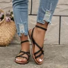 sandales décontractées d'été pour femmes, chaussures romaines polyvalentes à la mode, chaussures de plage confortables à fond plat, nouvelle collection 2024