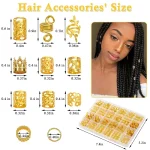 220 pièces d&rsquo;accessoires pour cheveux en or, bijoux tressés, accessoires pour cheveux pour femmes, coiffures exquises, anneaux de cheveux en métal tendance, manchettes