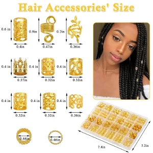 220 pièces d&rsquo;accessoires pour cheveux en or, bijoux tressés, accessoires pour cheveux pour femmes, coiffures exquises, anneaux de cheveux en métal tendance, manchettes