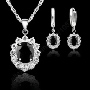 Ensemble de bijoux en argent Sterling 925 pour femmes, collier et boucles d&rsquo;oreilles en forme de fleur élégante, cristal de zircone cubique, cadeaux pour filles