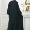 abaya perlée pour femme, robe longue islamique brodée, robes de soirée musulmanes, caftan marocain noir, ramadan dubaï, 2 pièces