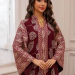 Abaya musulmane de dubaï pour femmes, tissu rouge islamique élégant avec broderie dorée complexe pour moyen-orient, arabie saoudite, Qatar, nouvelle collection