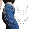 chaîne de ceinture longue en métal punk hip hop, 2/3 couches, mode pantalon multicouche, chaîne de taille, porte clés pour hommes et femmes, accessoire de rue
