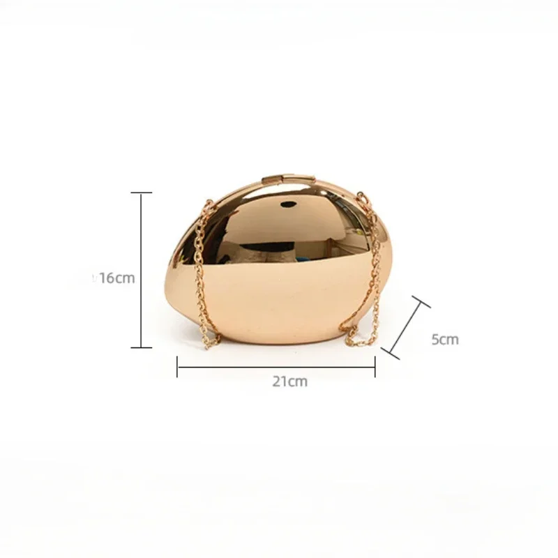 Pochette de styliste en forme de coquille acrylique pour femmes, sac de soirée doré et argenté, mignon et brillant en métal, sacs à bandoulière, petit sac à main