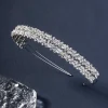 bandes de cheveux en cristal double couche brillantes pour femmes et filles, bandeau scintillant en strass, cerceaux pour cheveux, accessoires de cheveux à la mode