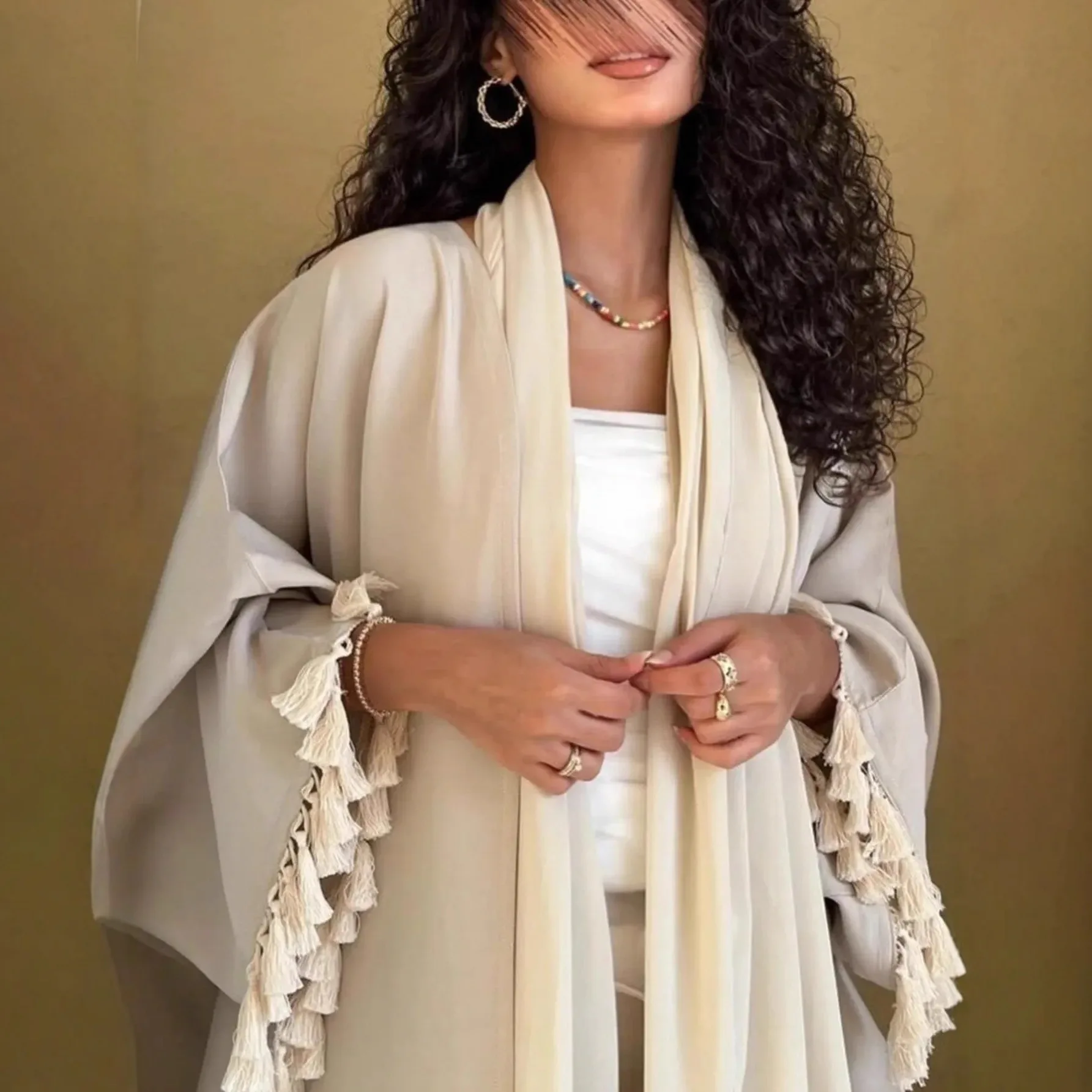 abaya femmes robe musulmane élégant cardigan à franges manches chauve souris robes eid abayo dubaï caftan turquie kebaya caftan marocain femme