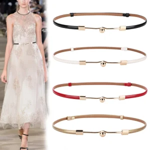 Ceinture pour femmes simple et à la mode robe décorative fine en cuir véritable ceintures fines en peau de vache pour femmes polyvalentes et à la mode