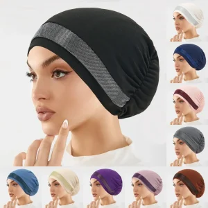 Nouveau Hijab musulman femmes écharpe cheveux accessoires doux tissu élastique chapeau couvre-tête large nuit sommeil Bonnet Hijabs pour fille
