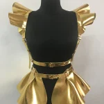 Ceinture gothique en cuir holographique pour femmes, bretelles, spectacle sur scène, Cosplay, jupe Pu Sexy, ceinture multicolore, Costume 2025