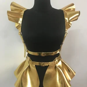 Ceinture gothique en cuir holographique pour femmes, bretelles, spectacle sur scène, Cosplay, jupe Pu Sexy, ceinture multicolore, Costume 2025 Ceinture gothique en cuir holographique pour femmes, bretelles, spectacle sur scène, Cosplay, jupe Pu Sexy, ceinture multicolore, Costume 2025