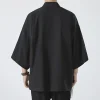kimono noir pour hommes et femmes, manteau traditionnel, chemise d'été, cardigan de plage yukata unisexe, cosplay haori, vêtements de samouraï japonais