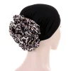 bonnets turban en satin imprimé léopard pour femmes, foulard musulman, couvre chef islamique, accessoires pour cheveux