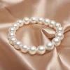 Bracelet élastique en perles blanches pour femmes et hommes, élégant, extensible, pour Banquet de mariage, perles de 6 à 12mm, bijoux faits à la main, cadeau
