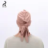 chapeau turban à ruban élastique, chapeau de pirate décontracté de couleur pure, chapeau turban à bascule pour femmes musulmanes, chapeau décoratif de post chhemothérapie