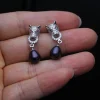 boucles d'oreilles tendance pour femmes, suspendues en vraie rivière, perles de culture d'eau douce naturelles, cadeau d'anniversaire pour mère et fille, blanc et noir
