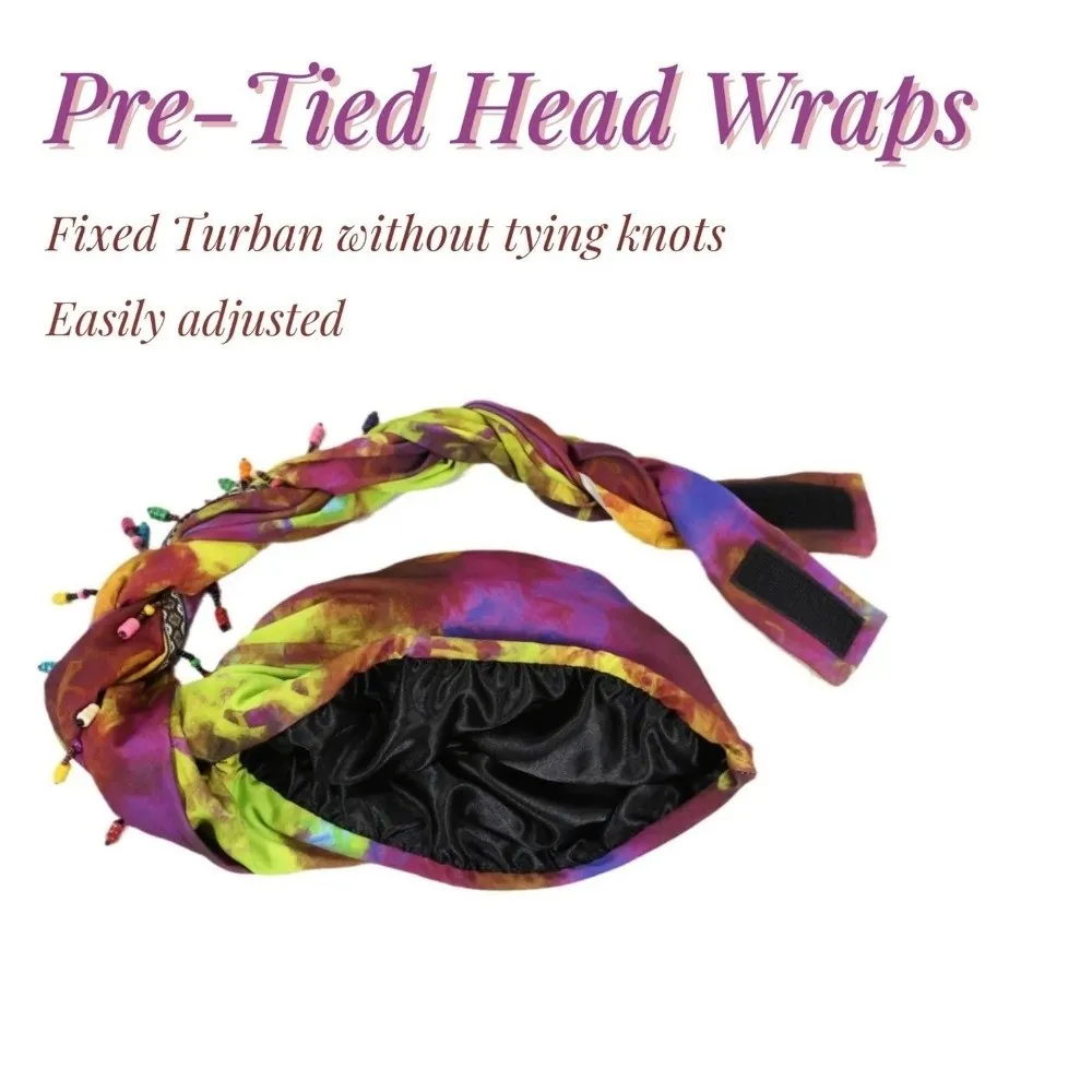 foulard élastique coloré perlé, hijab respirant, turban de queue imprimé, style indien hip hop, pré cravate, enveloppes de tête pour l'extérieur