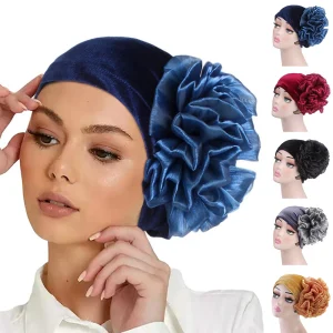 Hijabs musulmans à grandes fleurs pour femmes, chapeau turban, sous-écharpe islamique, écharpe de sauna pour dames, chapeau indien, casquettes de tête pour femmes