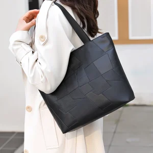 Sac à main pour femme en matériau PU au design à carreaux. Grande capacité. Convient aux voyages et à la photographie.