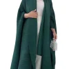 abaya plissé musulman pour femmes, cardigan à manches chauve souris, trench coat solide, col rabattu, dubaï, grande taille, manteau de luxe pour femmes
