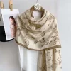 Écharpe florale respirante pour femmes, en polyester à motifs d'oiseaux, grand châle fin, longue absorption de la sueur, foulard de protection solaire, cadeau