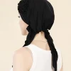 mode couleur unie fleurs femmes hijab musulman dames turban bonnet longue queue tête enveloppement foulard chapeaux indiens