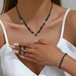 Ensemble de bijoux de mariée en cristal brillant, boucles d&rsquo;oreilles exquises en diamant, strass, collier de luxe pour Banquet