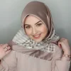 abaya Écharpe hijab carré islamique de luxe pour femme, robe musulmane en jersey, turban en satin, tête ronde