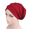 bonnet turban élastique en coton doux pour femmes, hijabs musulmans, chapeau de chimio
