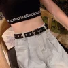 ceinture en toile décorative unisexe, ceinture en alliage, coeur, carré, rond, struccreux, polyvalent, mode ins style, noir, jeans pour femmes