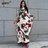 winyi robe de soirée élégante pour femmes musulmanes, abaya dubaï, kaftan ample imprimé avec écharpe, deux pièces, été