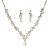 ensembles de bijoux de mariée en strass, doré brillant, exquis, esthétique, collier à breloques, boucles d'oreilles, fiançailles, mariage