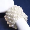 bracelet de perles élastiques pour femmes, exquis, baroque, blanc, plusieurs rangées, bijoux, large, pour mariage