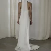 ethereal voile de mariage en mousseline soyeuse, voile long simple et élégant avec peigne zv078