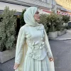ssytens robes de soirée modestes avec hijab à manches longues cape robe de soirée de mariage musulmane à la main fleur robes de soirée personnalisées